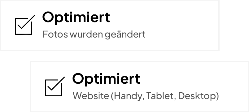 Screenshot Optimiert Fotos wurden geändert und Optimiert Website (Handy, Tablet, Desktop)